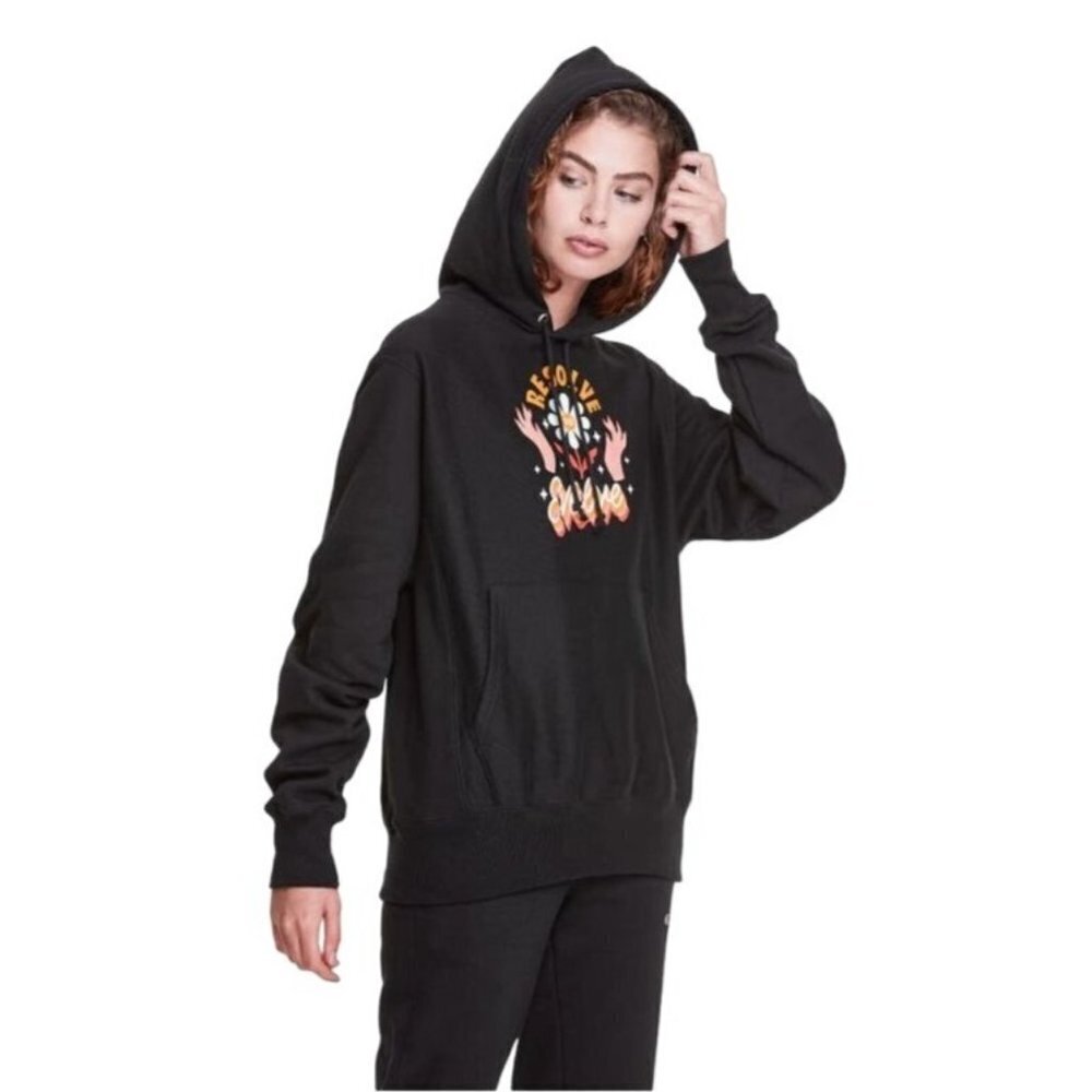 Champion X Steffi Lynn Hoodie Reverse Weave Small Black Resolve To Evolve NEW